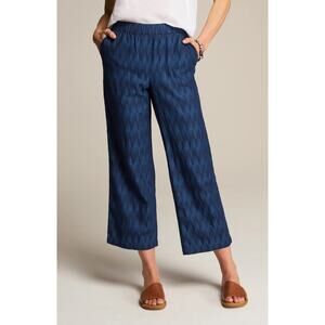 J. Jill Pure Indigo Dobby Crops Cotton Cropped Wide Leg Pants Size Medium